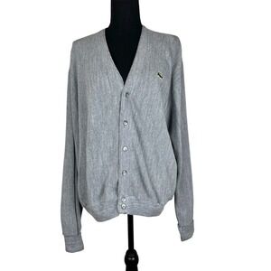 Men's Vintage IZOD Lacoste Cardigan Sweater Gray XL